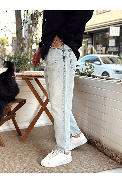 manch collection Blugi Boyfriend Albastru