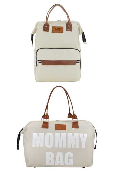 Lui Baby حقيبة ظهر للعناية بالطفل مع حامل وحقيبة كتف للأم، طقم من قطعتين