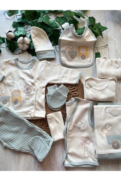 Gaye Bebe Truck Embroidered Textured 0-3 Months Set of 10 Baby Boy