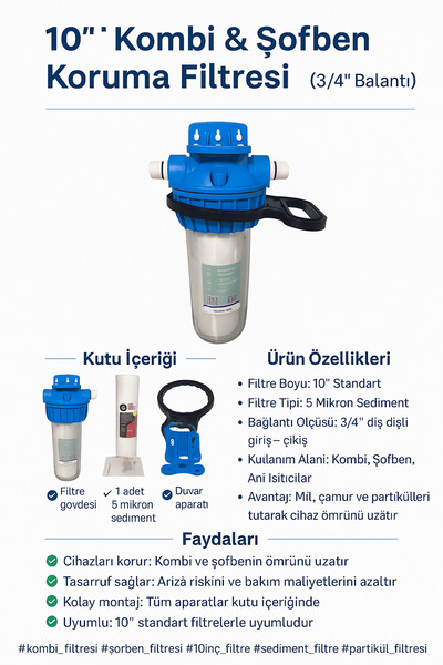 watalina 10” Kombi & Şofben Koruma Filtresi