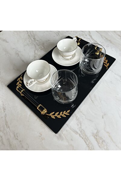 Online Home Market صينية زجاجية للوعد والخطوبة وتقديم القهوة (قطعة واحدة 24 ×...