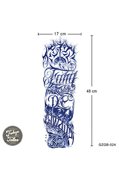 Trakya Tattoo 1 Ay Kalıcı Dövme Geçici Tam Kol Kaplama Yazı Dövmesi