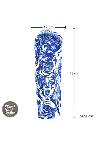 Trakya Tattoo 1 Ay Kalıcı Dövme Geçici Tam Kol Kuru Kafa Gül Dövme