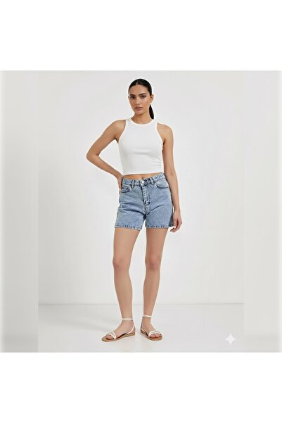 ArdaEge Women's Ribbed Halter Neck Crop Tank Top
