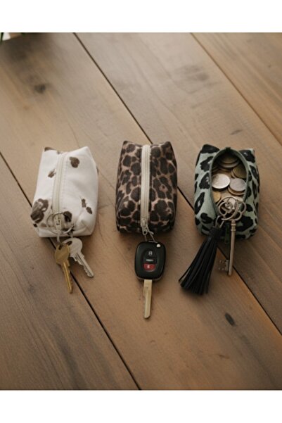 in steilla Minimal Leopar Desenli Anahtarlık Cüzdan ve Çanta Aksesuarı 3'Lü...