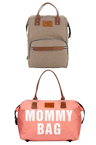 Lui Baby حقيبة ظهر للعناية بالطفل مع حامل وحقيبة كتف للأم، طقم من قطعتين