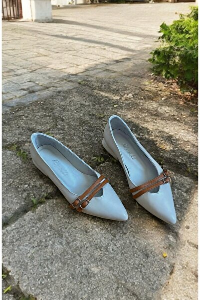 ALPELLİByAlp Γυναικείες μπαλαρίνες από γνήσιο δέρμα με διπλή πόρπη με λεπτομέ...