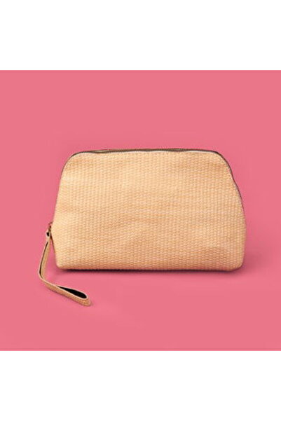 Barnaby Козметична чантичка от PVC с тъкан вид - бежова - 16x23 cm