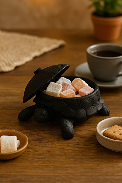 Findify Store 3D Kaplumbağa Figürlü Kapaklı Dekoratif Obje Takı Organizeri, L...