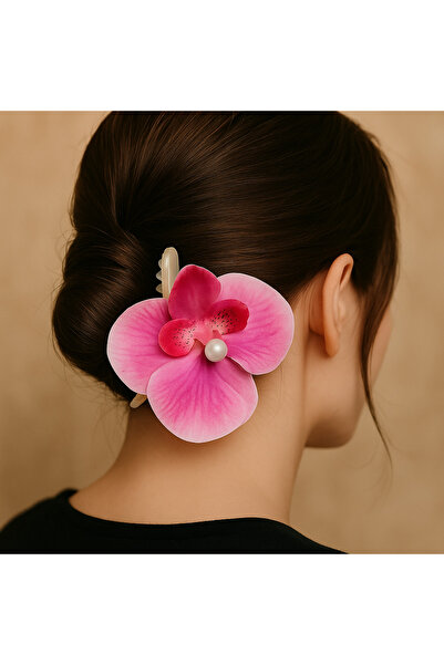 Emsay Store Agrafă de păr cu flori de orhidee – Accesoriu de păr elegant pentru femei cu detalii de perle