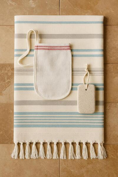 Remege Spor Malzemeleri Klasik Hamam, Spa Peştemali + Kese + Ponza Taşı Pamuk...