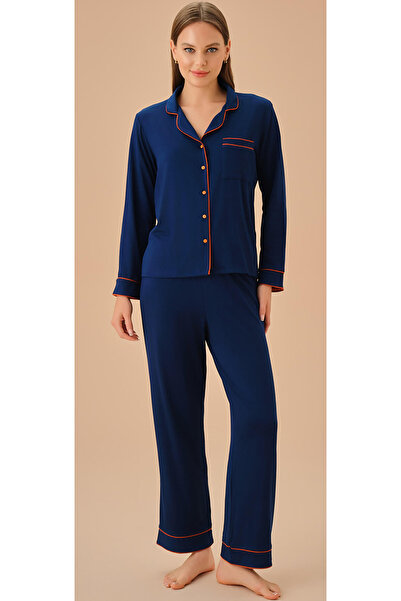 SUWEN Cam göbeği elegant maskülen pijama takımı