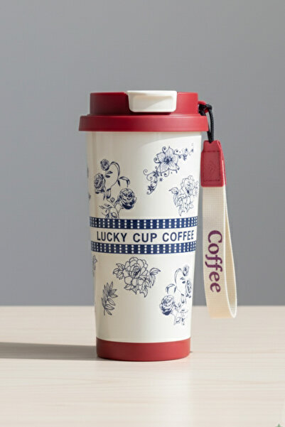 Giftino 316 Stainless Steel Auspicious Floral Pattern 500 ml Leak-Proof Lid Thermos Cup Mug Vehicle Mug