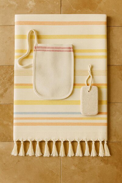 Remege Spor Malzemeleri Klasik Hamam, Spa Peştemali + Kese + Ponza Taşı Pamuk...