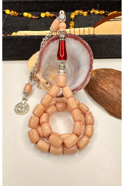 İskenderun Tesbihcilik Handcrafted Nakkaş İmame Squeeze Amber Prayer Beads