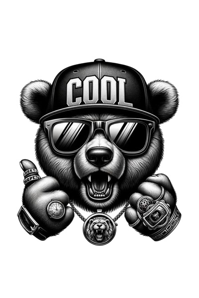 MegaSticker ملصق دب رائع مع قلادة أسد للسيارة والدراجة النارية والخوذة والكمب...