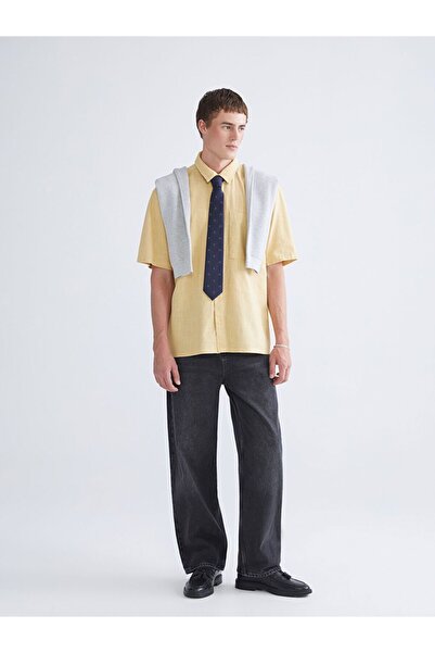 LC Waikiki Xside Comfortable Fit Short Sleeve Linen Look Men's Shirt