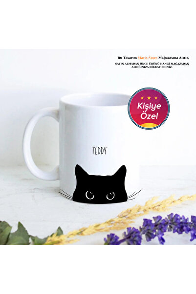 MARİS STORE Kişiye Özel Kedi Baskılı İsimli 3D Efekli Hediyelik Kupa Bardak