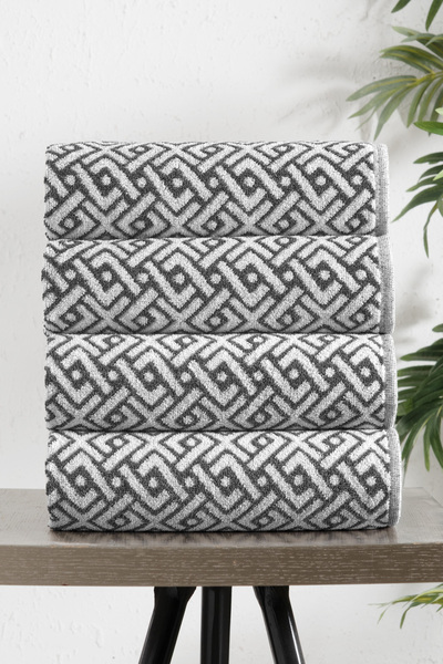 DNZGÜLCAN Modern 4-Piece 50X90Cm Towel Set Hand Face Towel Cotton