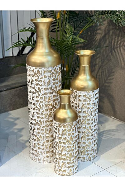 veraev 3lü Metal Yer Vazosu