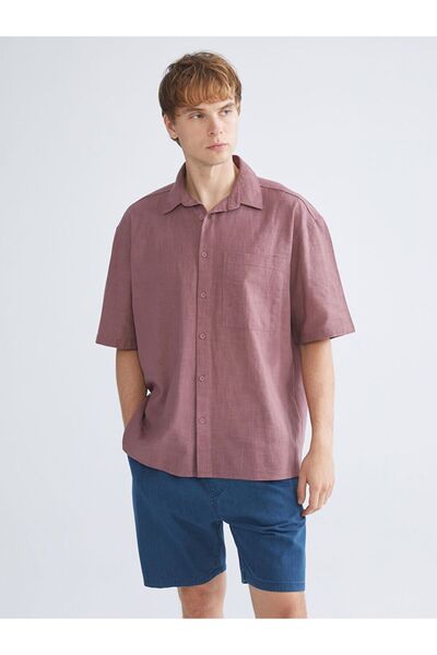 LC Waikiki Cămașă pentru bărbați XSIDE, cu mânecă scurtă, cu aspect de in, co...