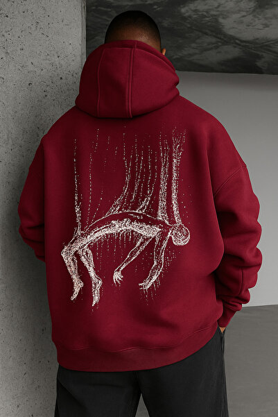classy moda Oversize Hooded Sweatshirt – Abstract Art Pattern on the Back