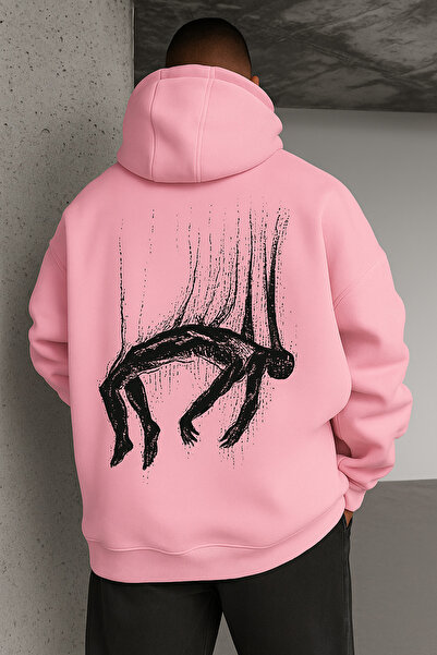 CLASSY.MODA Oversize Hooded Sweatshirt – Abstract Art Pattern on the Back