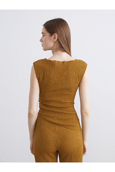 LC Waikiki Lcw vision green boat neck textured blouse