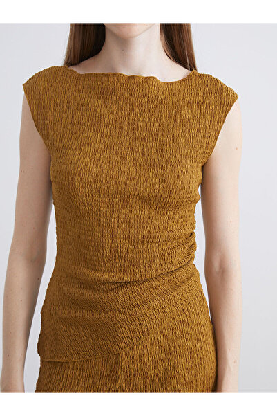 LC Waikiki Lcw vision green boat neck textured blouse