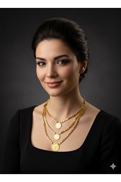 Makerlab Altın Kaplama Tüm Ve Yarım Çeyrek Detaylı Halep Zincir Kolye