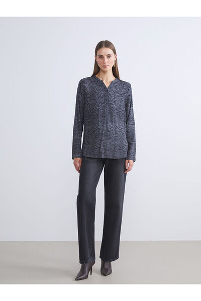 LC Waikiki Artı New Season Cropped Collar Patterned Blouse