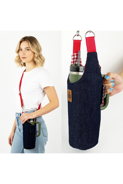 woodycord غطاء ترمس مصنوع يدويًا من الدنيم مع مقبض طراز كوينتشر مع شفاطة 1.18