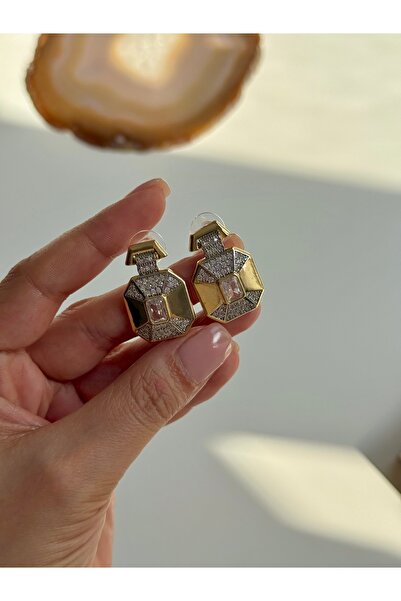 YOUES JEWELRY 316l Çelik 14 K Renk MİX Lüx Çift Renk Gold Silver VIP Seri Premium Kadın Küpe