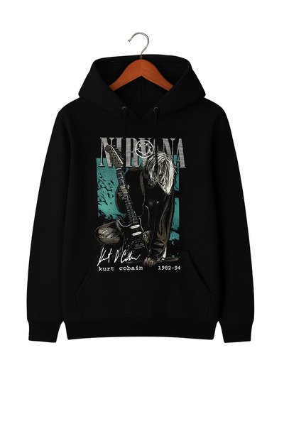 CLASSY.MODA Unisex Hooded Sweatshirt |   Rock Music Nirvana Kurt Cobain Printed Oversize 3 Thread Comfortable Style