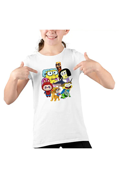 OEM Tricou Copii Fete Familia Green Labubu Paienjenel Tung Sahur Robogobo