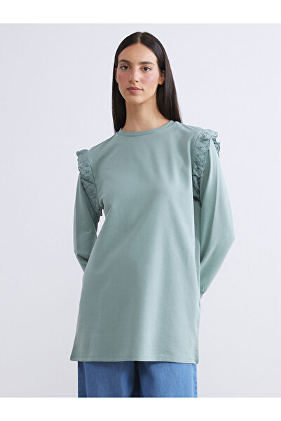 LC Waikiki Green Crew Neck Women's Sweatshirt Tunic
