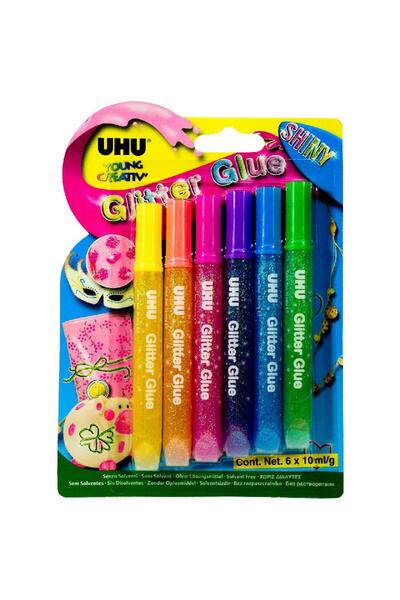 Uhu غراء يونغ كرييتف اللامع - ألوان لامعة (6 ألوان × 10 مل)