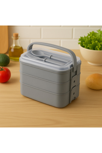 Pazar Kapısı 3 Layer Lunch Box Food Carrying Container Spoon - Lunch Box with Fork