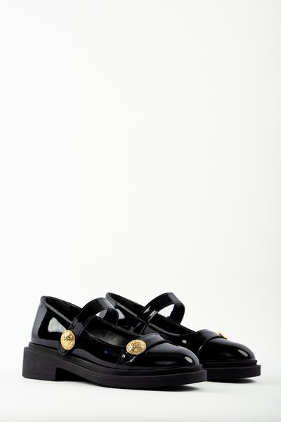 selinshoes Mirora Gold Аксесуари Детальні Ортопедичні жіночі лофери на одній застібці - ЧОРНІ РУГАН