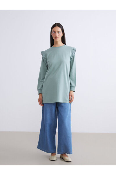 LC Waikiki Green Crew Neck Women's Sweatshirt Tunic