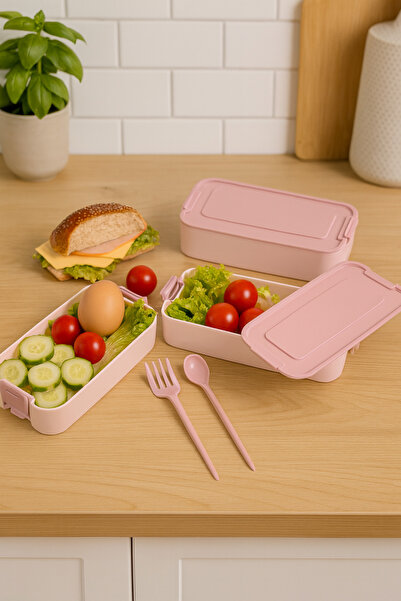 Pazar Kapısı 3 Layer Lunch Box Food Carrying Container Spoon - Lunch Box with Fork