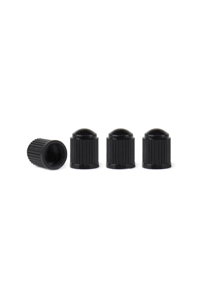 AMIO Set of 4 plastic car valve caps, black