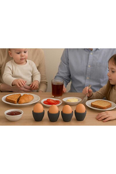 GenelTedarik Quadruple Gray Modern Egg Cup Set