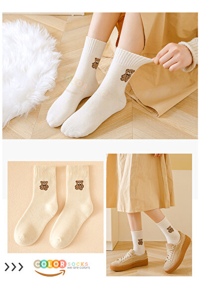 Color Socks 5 perechi de șosete de iarnă pentru femei cu model de prosop (absorbant de căldură)