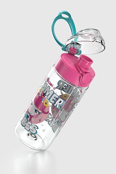 Renga Saga Patterned 500 ml Tritan Children's Water Bottle 912014 Pink-Turquoise