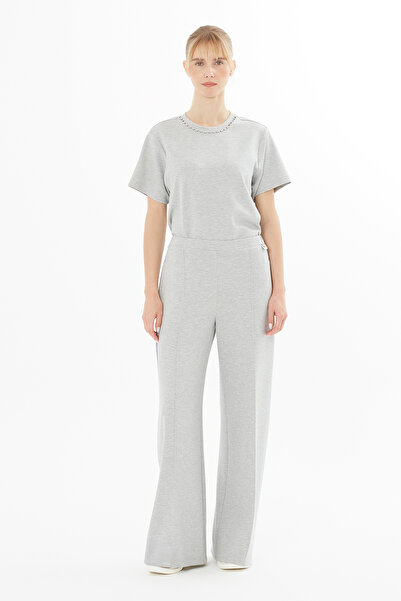 GIZIA SPORT Biye Detaylı Aksesuarlı Gri Eşofman