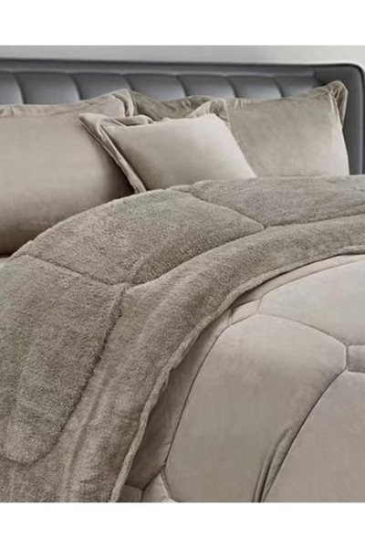 MİNG Lİ Winter double Comforter, two-sided system, velvet side & fur side - 6-piece Comforter set, 250x230cm