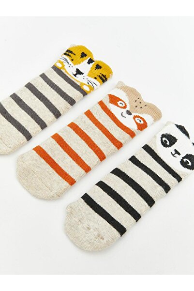 LC Waikiki Baskılı Erkek Çocuk Havlu Soket Çorap 3'lü (W5)