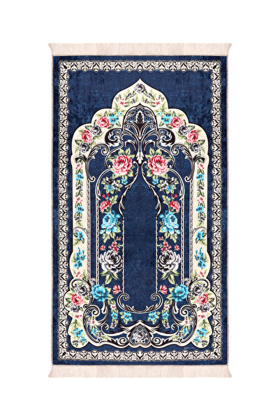 Bursa İpek Covor de rugăciune din catifea albastru bleumarin