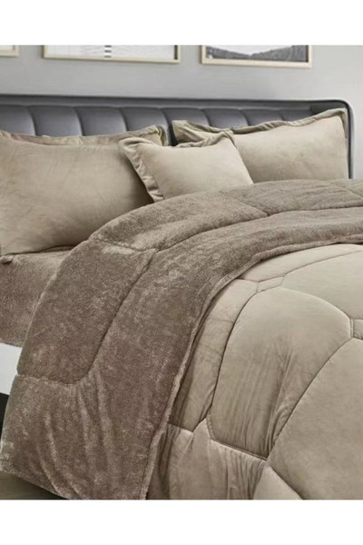 MİNG Lİ Winter double Comforter, two-sided system, velvet side & fur side - 6-piece Comforter set, 250x230cm